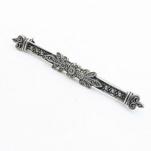 Judith Jack Vintage Sterling Silver 925 Marcasite Floral Pin